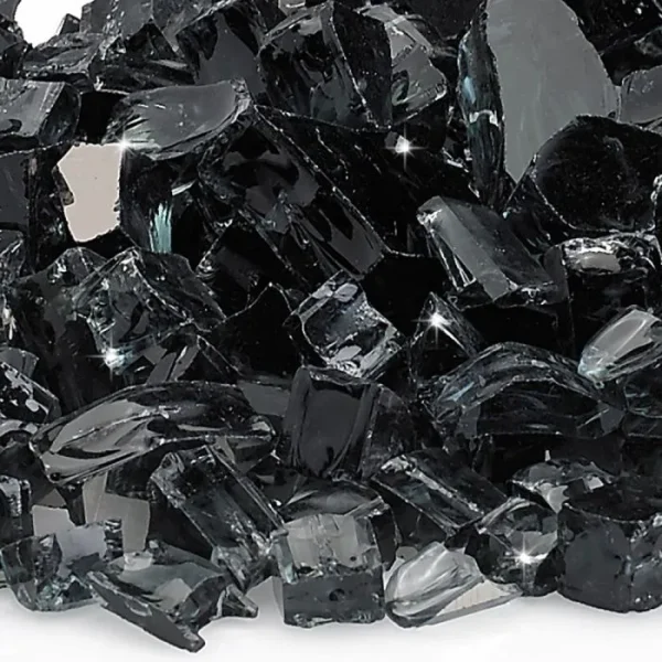 1/2 inch black reflective fire glass