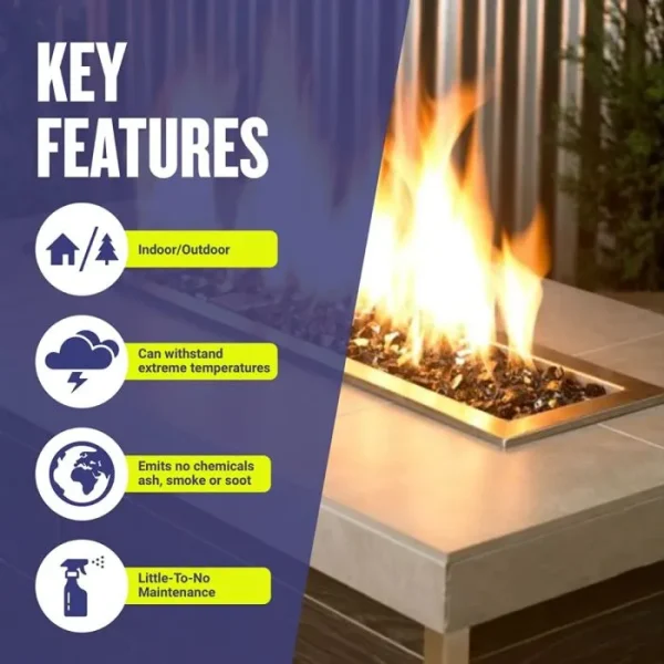 1/2 inch black reflective fire glass