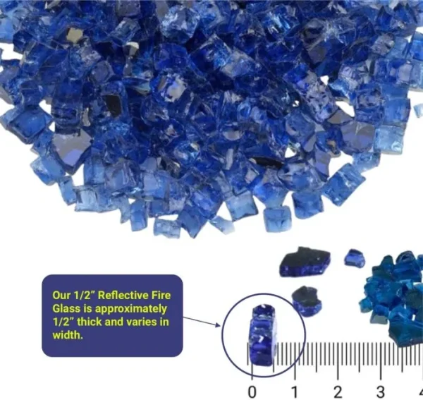1/2 Inch Cobalt Blue Reflective Fire Glass