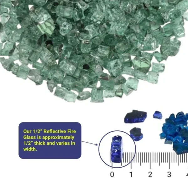 1/2 inch evergreen reflective fire glass