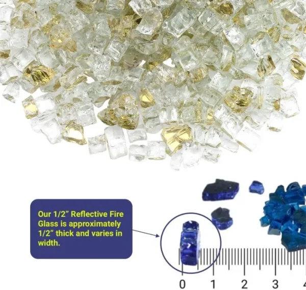 1/2 Inch Gold Reflective Fire Glass