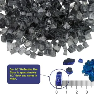 1/2 inch Gray Reflective Fire Glass