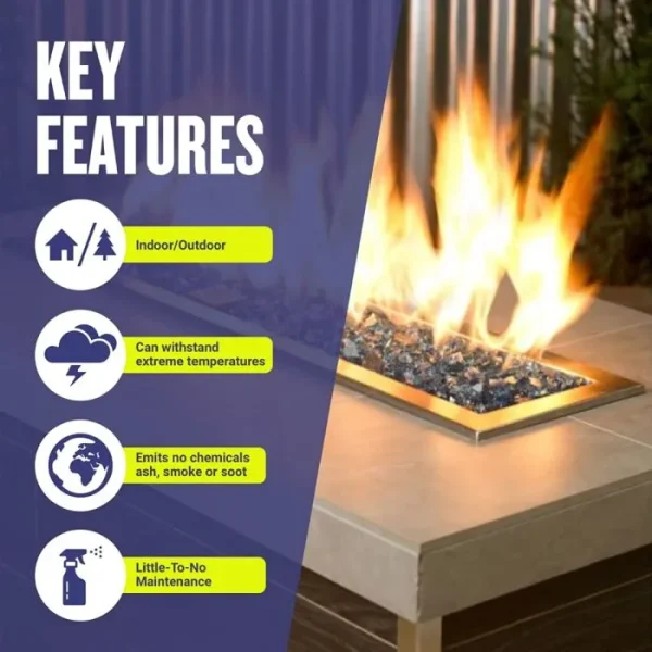 1/2 inch pacific blue reflective fire glass