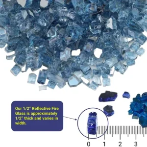 1/2 inch pacific blue reflective fire glass​