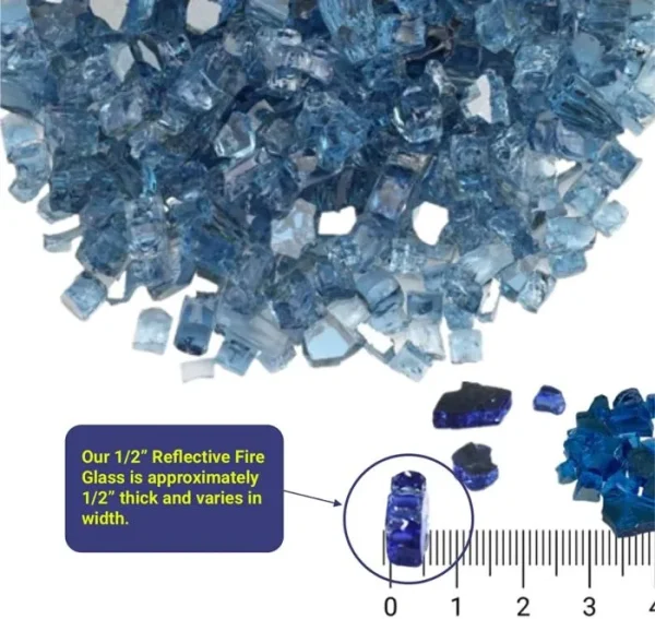 1/2 inch pacific blue reflective fire glass