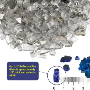 1/2 Inch Starfire Reflective Fire Glass