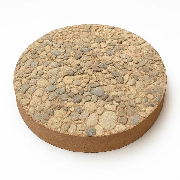 12" Round Exposed Aggregate Stepping Stone – Tan